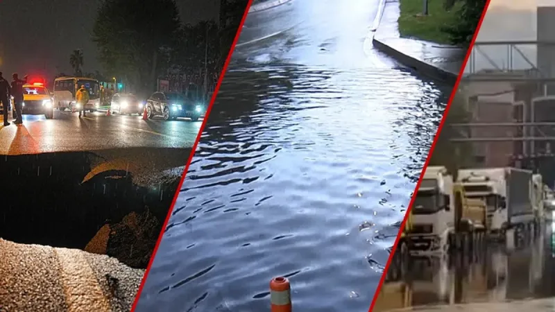 İstanbul'da Şiddetli Yağış! Taksim Kaos, Vatan Caddesi Çöktü!