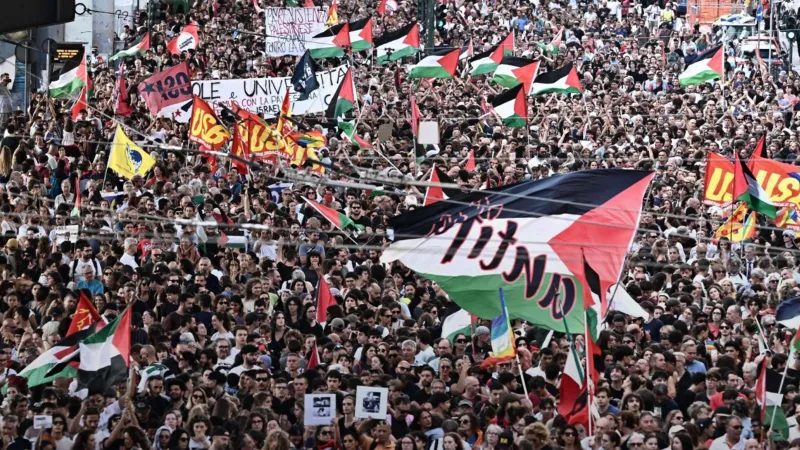 İtalya’da büyük protesto, ya İsrail’e yaptırım ya da genel grev!