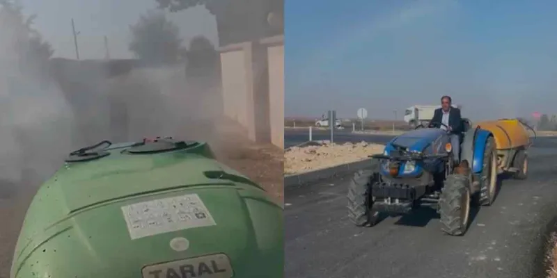 O ilçeyi sinekler istila etti: CHP'liler traktörlere atlayıp ilçeyi ilaçladı